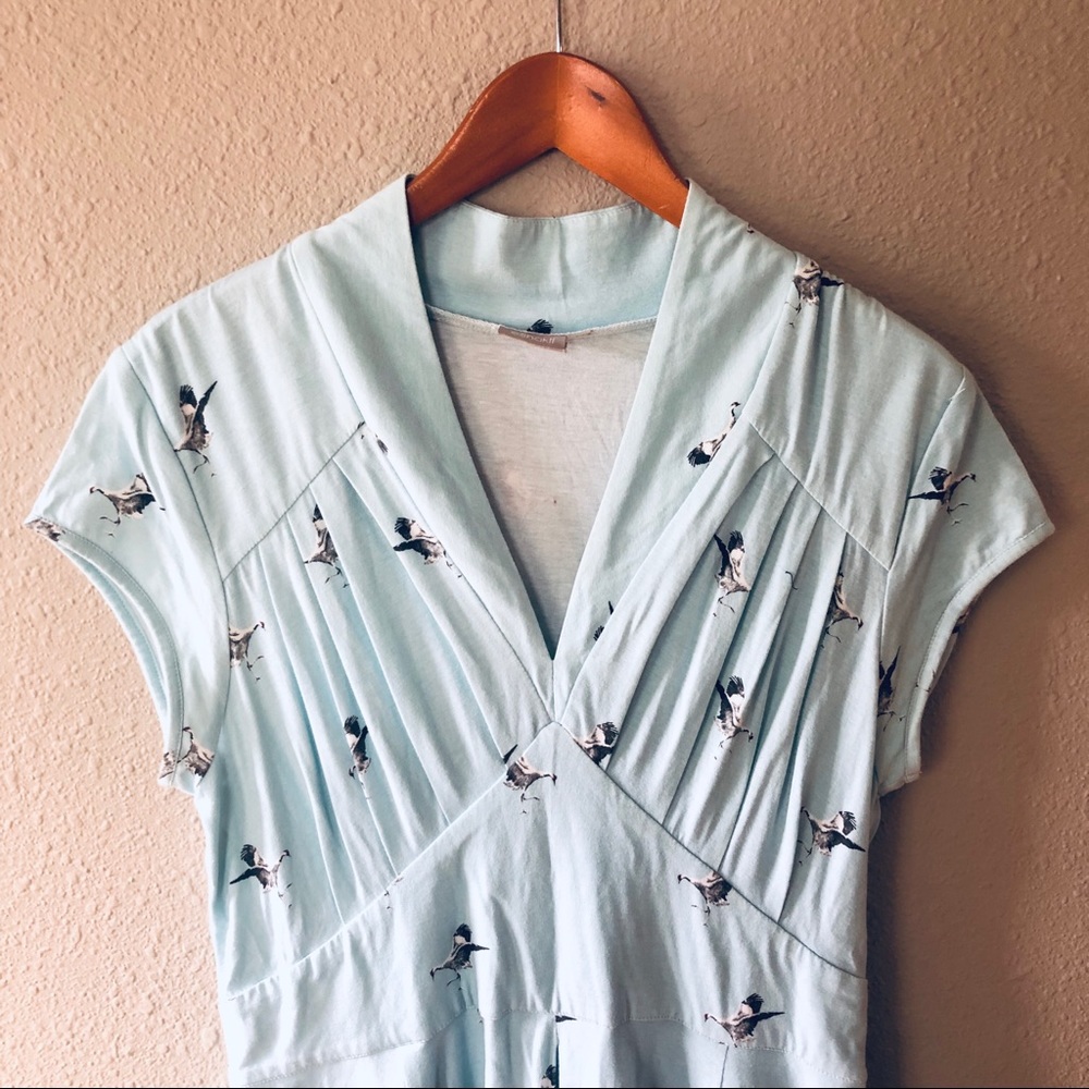 eShakti Bird Print Midi Dress